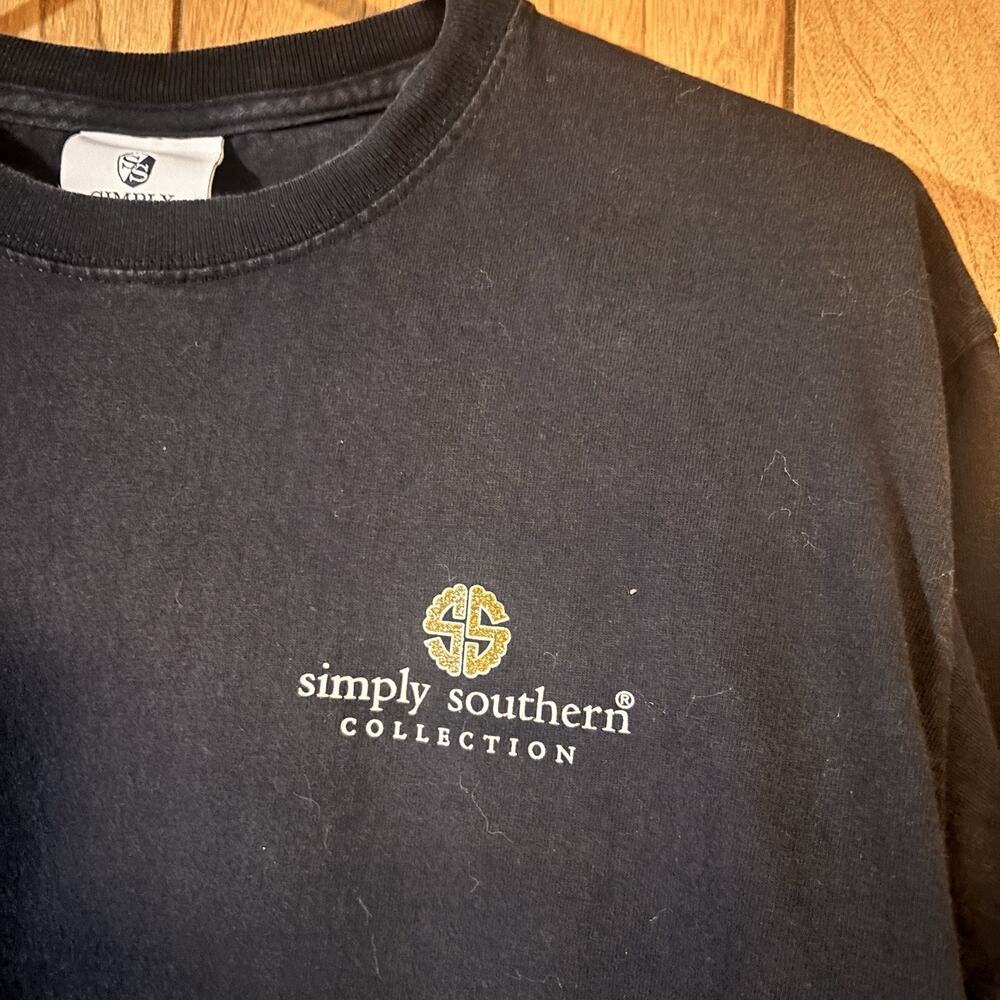 Simply Southern Collection Black Gold Pineapple Long Sleeve Shirt Womens Medium - Picture 3 of 4